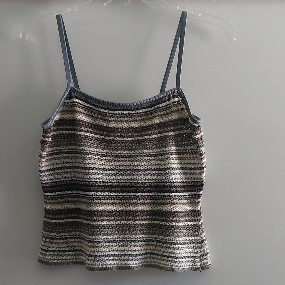 Vintage Fully Crocheted spaghetti strap Tank top Large Y2K